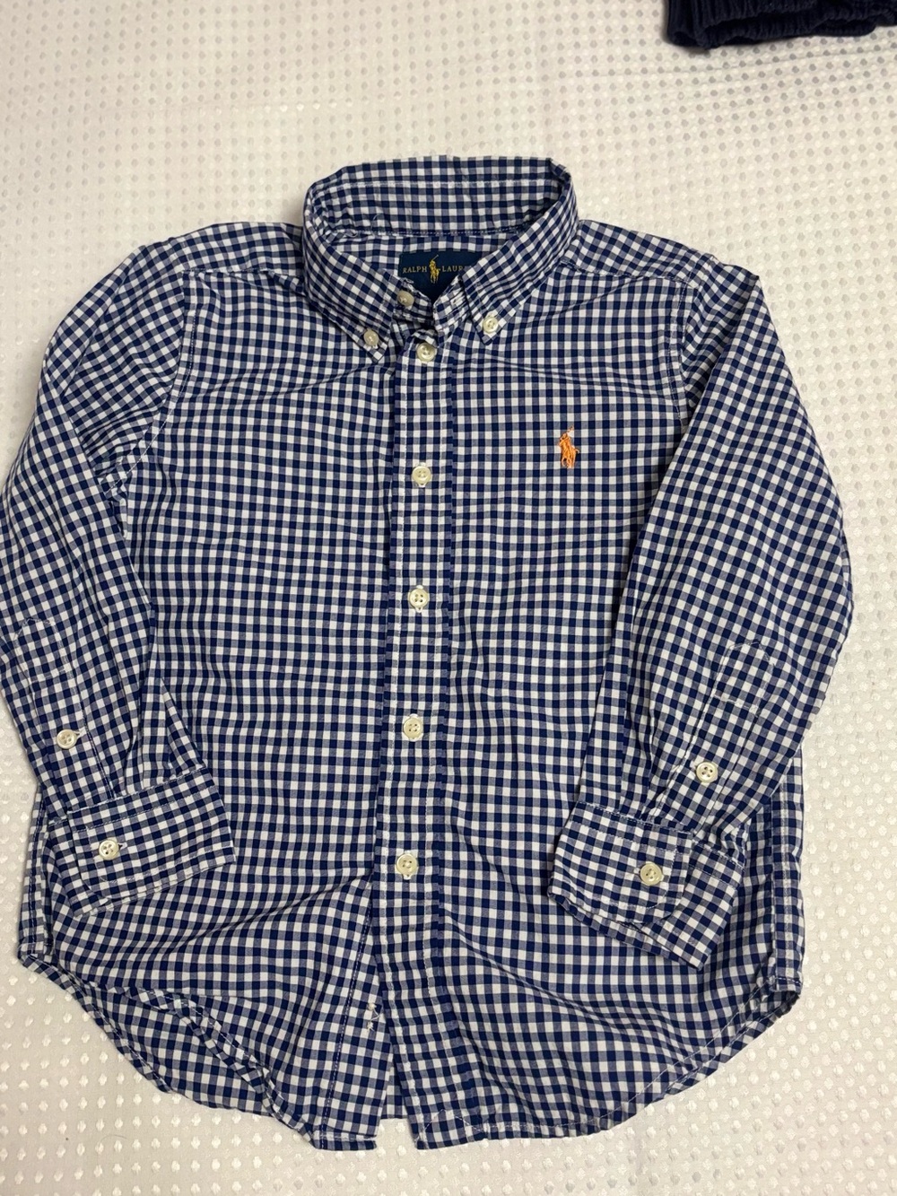 Ralph Lauren Boys Navy & White Gingham Button-Down Shirt with Polo Logo boys 4T